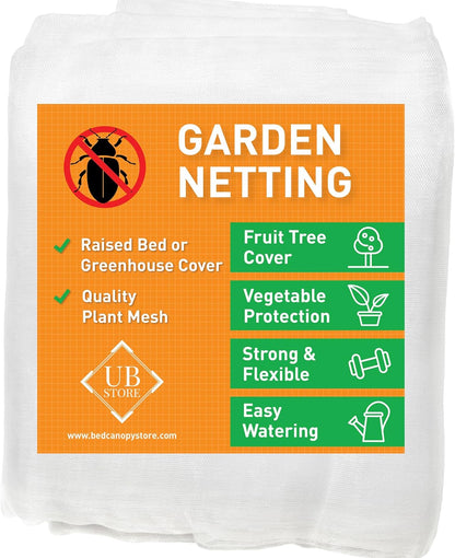 Garden Netting for Bird, Insect and Bug Cover 10x20FT 2 Pack | Multiple Size White Mesh Fabric