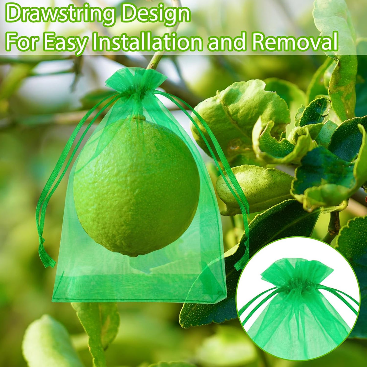 Morcheiong 60Pcs Protection Bags 8" x 12", Reusable Netting for Fruit Trees, Garden Mesh With