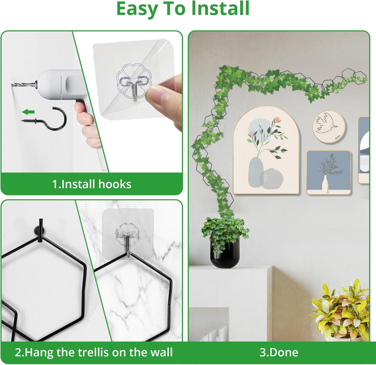 24 Pcs Chain Trellis for Climbing Plants, 120 Inch Long Metal Plant Trellis Indoor Outdoor, Garden