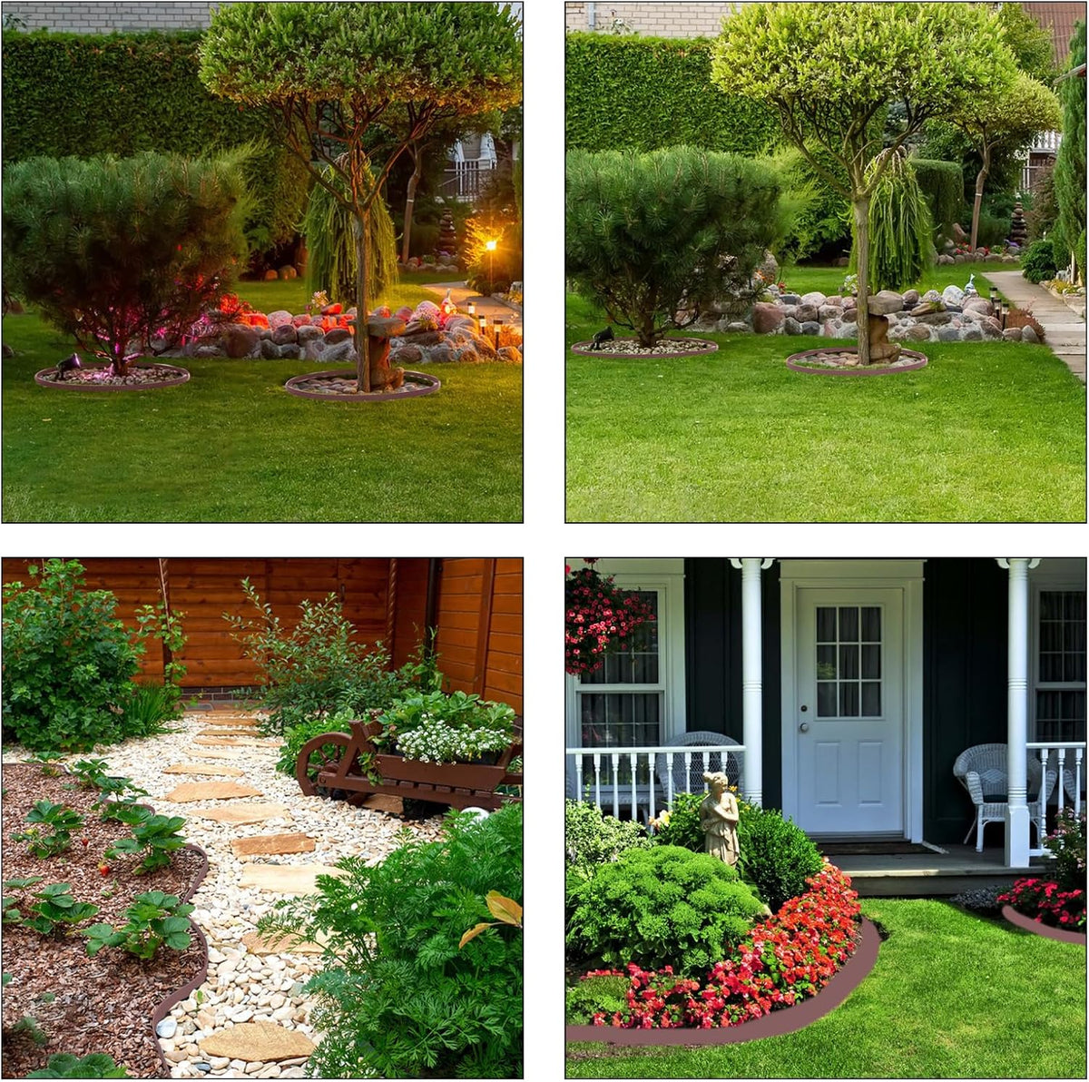 Garden Edging 33FT, 4IN High Landscape Edging Border Plastic Lawn Edging Roll with 50 Spikes for