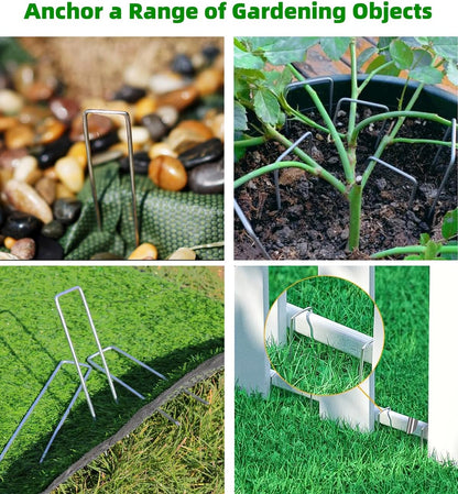 Galvanized U-Shaped Garden Stakes, 6 Inch 100 Pcs Landscape Staples, Ground Stakes, for Decoration