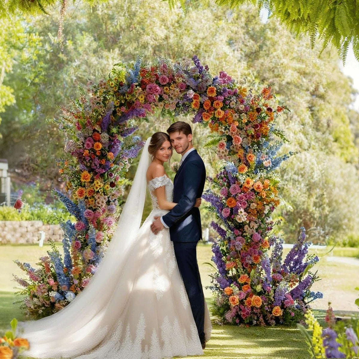 6.89 ft Wooden Wedding Arch – Large Balloon Arch Backdrop Stand, Wood Arch Arbor Arch Frame for