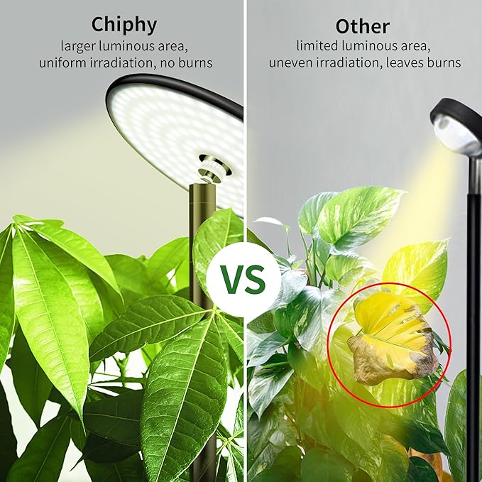 chiphy Grow Lights, 85" Full Spectrum Plant Light for Indoor Plants, 40W Grow Lamp, 10 Dimmable
