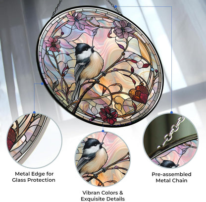 Easter Chickadee Stained Glass Suncatcher by Clare Donovan Window Hanging, Gothic Dragon Christmas