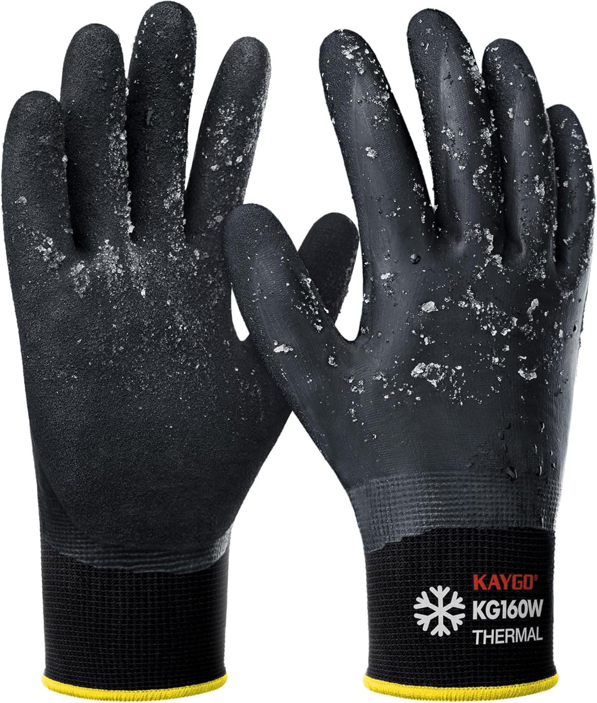 KAYGO Winter Waterproof Work Gloves for Men and Women, Thermal Insulated Freezer Rubber Coated