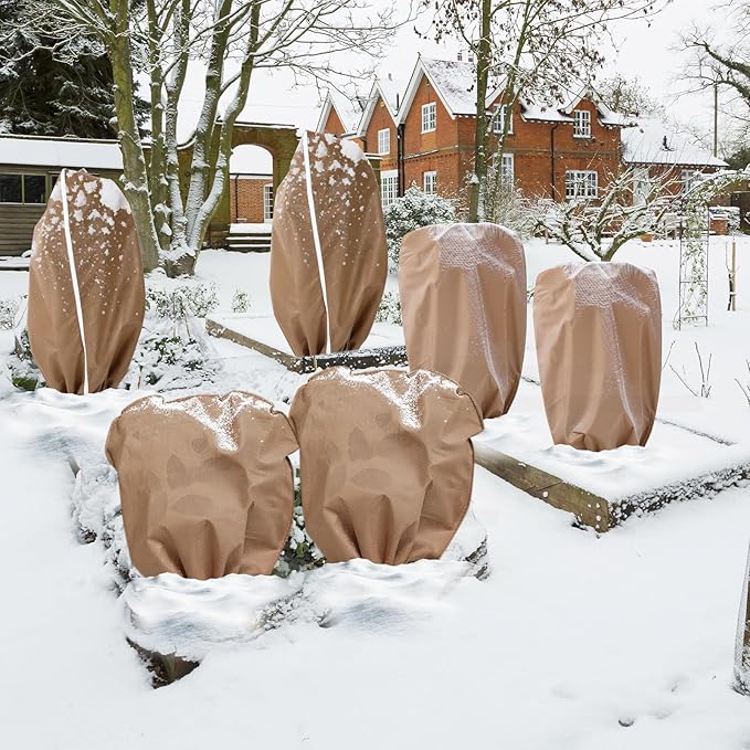 6 Pcs Plant Covers Freeze Protection Reusable Plant Protector with Zipper Frost Cloth Warm