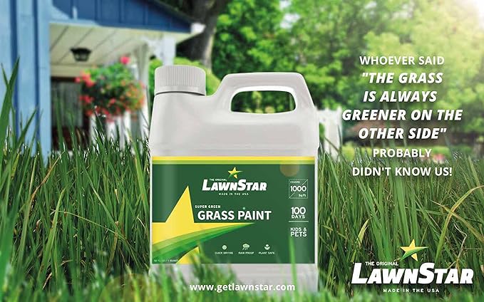Grass Paint Concentrate (500-1,000 sq ft) - for Dormant, Patchy or Faded Lawn - Lush Green Turf