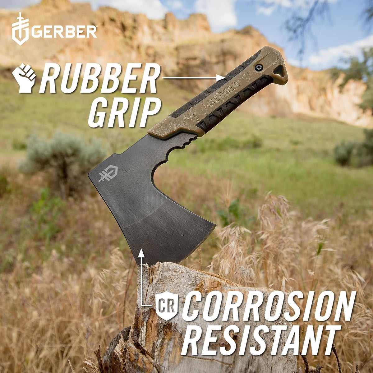 Gerber Gear Pack Hatchet - 3.5" Steel Blade Axe with Full Tang - Survival, Bushcraft and Camping