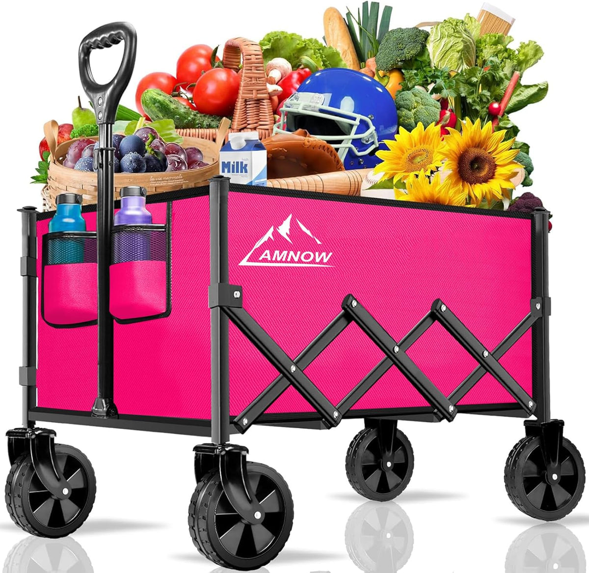 Collapsible Folding Wagon Cart, 350LBS Utility Large Capacity Cart Foldable Wagon with All Terrain