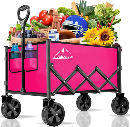 Collapsible Folding Wagon Cart, 350LBS Utility Large Capacity Cart Foldable Wagon with All Terrain