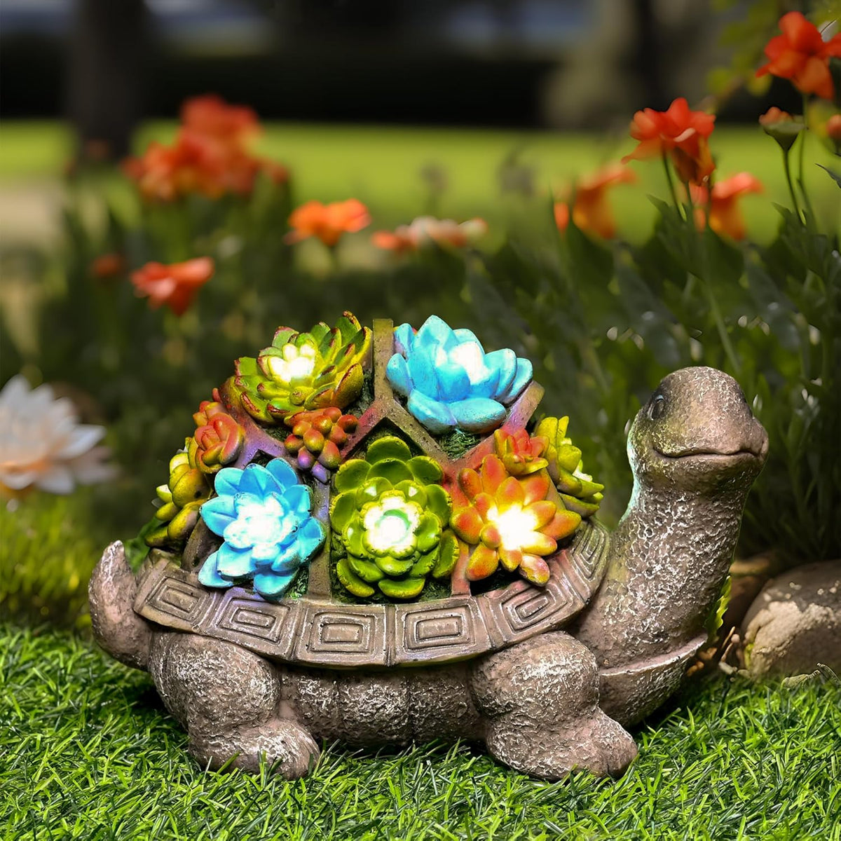 GIGALUMI Solar Garden Statues Turtle Figurine Lights for Outside, Yard Decorations Outdoor, Garden