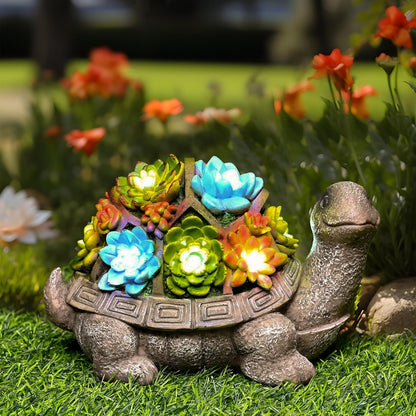 GIGALUMI Solar Garden Statues Turtle Figurine Lights for Outside, Yard Decorations Outdoor, Garden
