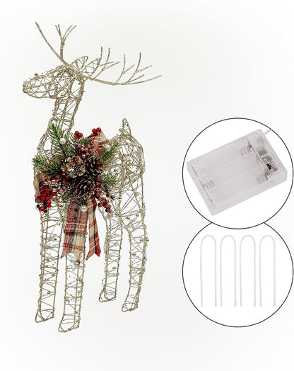 Alpine Corporation Gold Wire Holiday Decor Reindeer with Warm White LED Lights