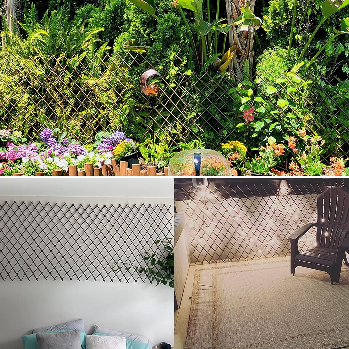 Expandable Willow Trellis for Climbing Plants Outdoors,Nature Garden Fence Lattice Panels for