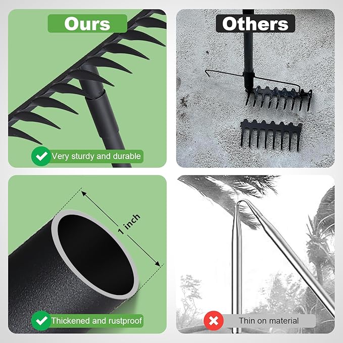 Pragmatist Bow Rake Heavy Duty 60" Metal Head Garden Rake with Adjustable Stainless Steel Handle