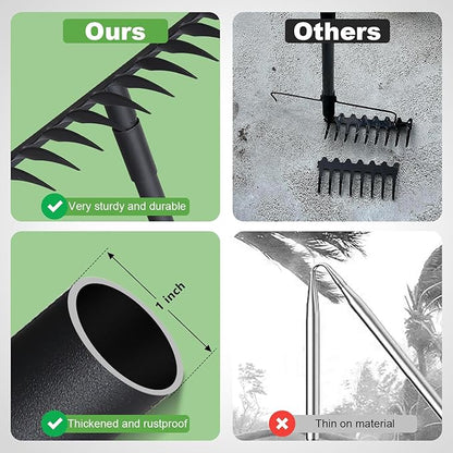 Pragmatist Bow Rake Heavy Duty 60" Metal Head Garden Rake with Adjustable Stainless Steel Handle