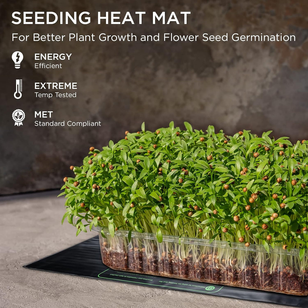 Seedfactor MET Certified Seedling Heat Mat, Adjustable Temperature, Waterproof, Durable Germination