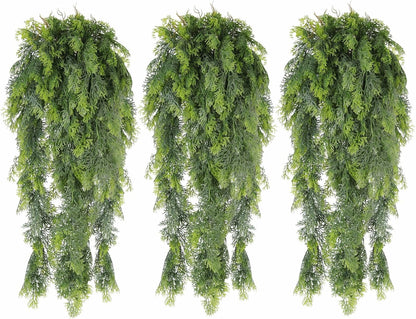 RECUTMS 3 Packs Artificial Hanging Plants Fake Plant Faux Boston Ferns Ivy Vines Greenery UV