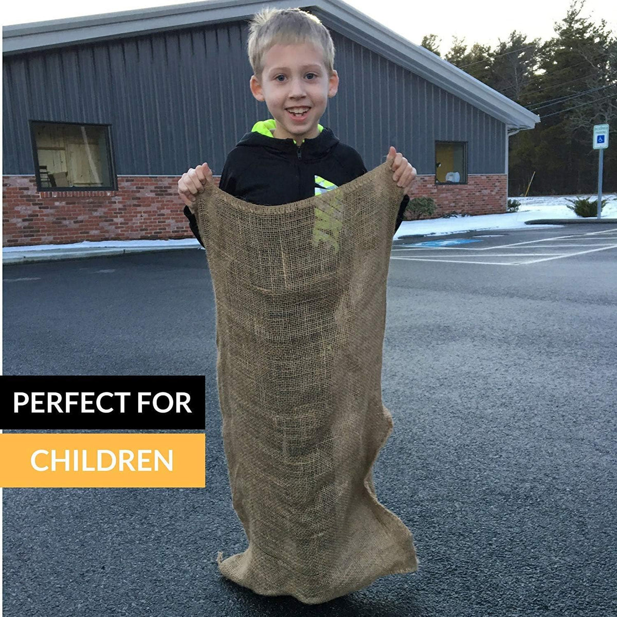 All Natural Reusable Jute Burlap Sacks 24" x 40" | Potato Sack Race Bags for Kids & Adults |