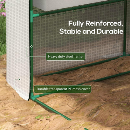 Outsunny 8' x 6' x 7' Walk-in Greenhouse, PE Cover, 4-Tier Shelves, Steel Frame Hot House, Roll-Up