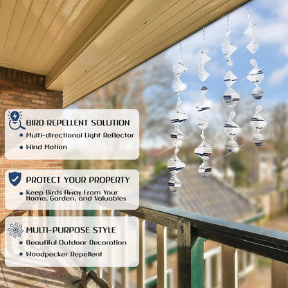 Reflective Bird Deterrents for Outside – Bird Repellent Devices Outdoor – 3D Wind Spinners Outdoor