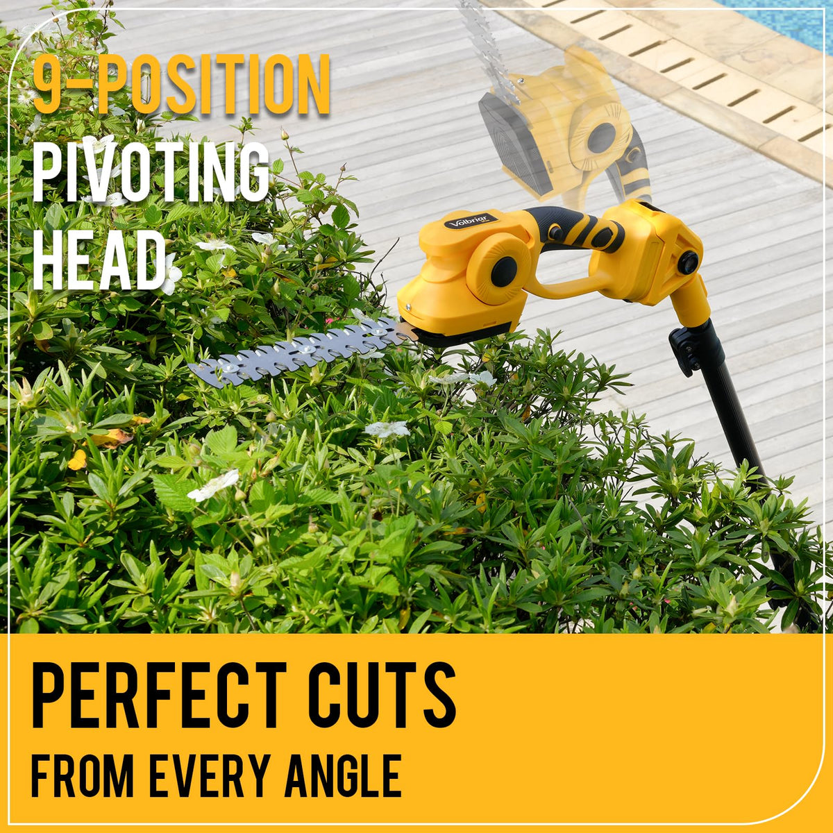 Volbriar 2-in-1 Cordless Pole Hedge Trimmer & Grass Shear, 14FT Reach
