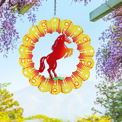 Horse Wind Spinners Horse Gifts for Women/Girls/Men 12 inch 3D Stainless Steel Hanging Wind Spinner