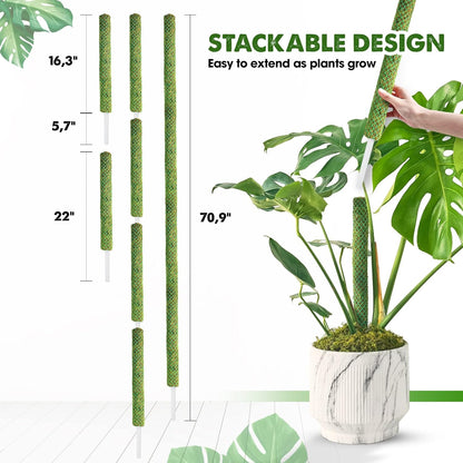 Duspro Green Stackable Mesh Moss Pole for Climbing Vines, Supporting Monstera Trellis, Extendable