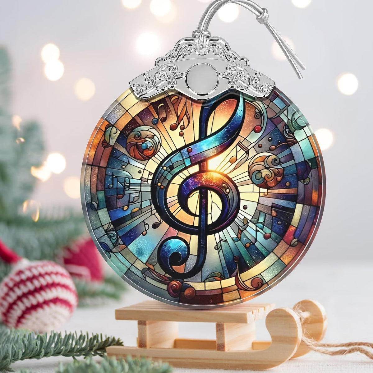 Musical Note Stained Glass Orament - Christmas Ornament - Christmas Decorations for Tree - Holiday