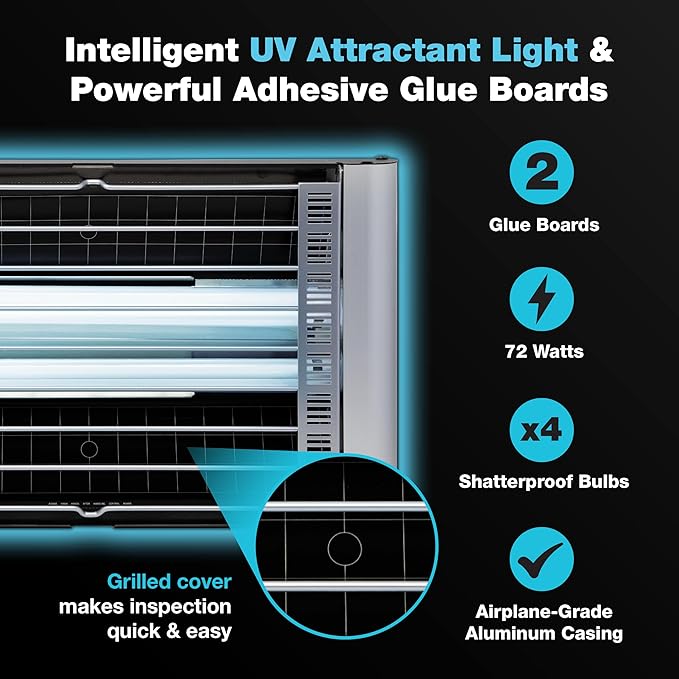 Catchmaster Vector Plasma Grilled Light Trap, UV Light Fly Traps, Gnat Traps for House Indoor