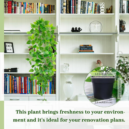 Artificial Hanging Plants Small Fake Pothos 39-in Long Potted Vine Plant Faux Trailing Ivy Vine for