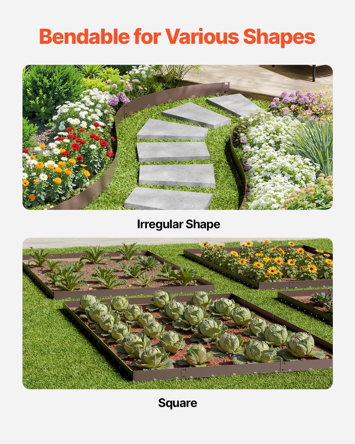 VEVOR Steel Landscape Edging, 5 Packs 39 x 5 in Rust-Resistant Metal Landscape Edging, Bendable