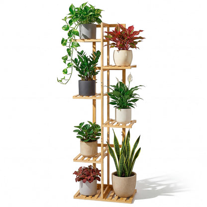 ROSSNY 48 Inch Tall Bamboo Plant Stand for Indoor, 6 Tier 7 Potted, Natural