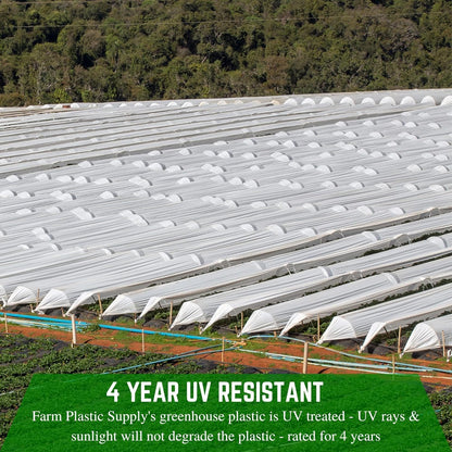 Farm Plastic Supply - String Reinforced 4 Year UV Resistant 10 mil White Greenhouse Plastic