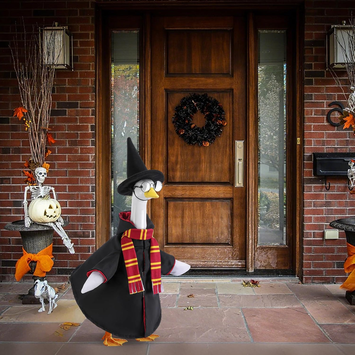 4 Pcs/Set Halloween Witch Goose Outfits, Lawn Porch Goose Statue Wizard Costume, Garden Goose
