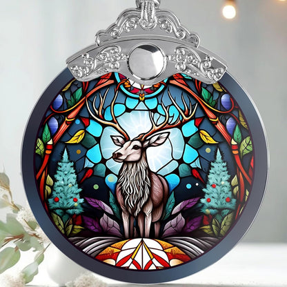 Deer Christmas Ornaments, Deer Decor Christmas, Deer Christmas Tree Decorations, Stained Glass