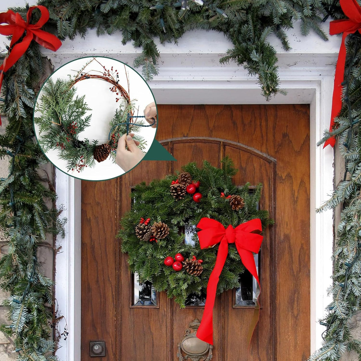 50pcs Christmas Garland Ties Green Flexible Self Locking Nylon Strap 15.7Inch Adjustable Reusable