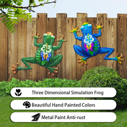 John's Studio 2Pcs Metal Frog Wall Decor Outdoor Garden Hanging Art Sculptures Home Theme