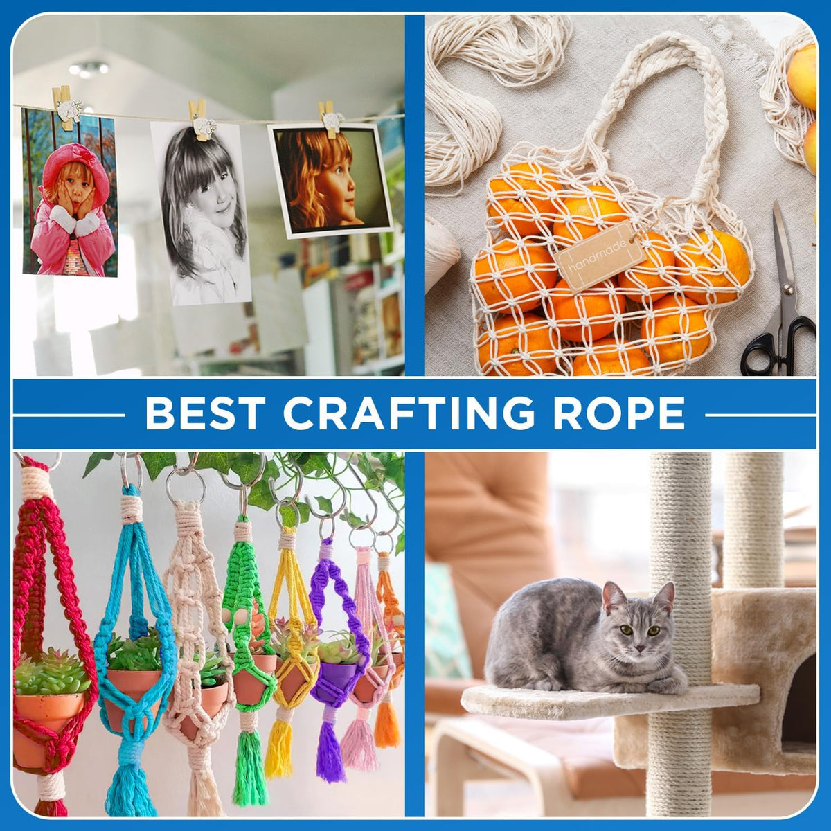 TECEUM Cotton Rope 3/16” (5 mm) – 100 FT – Strong All-Purpose Braided Rope – Natural Cotton – for