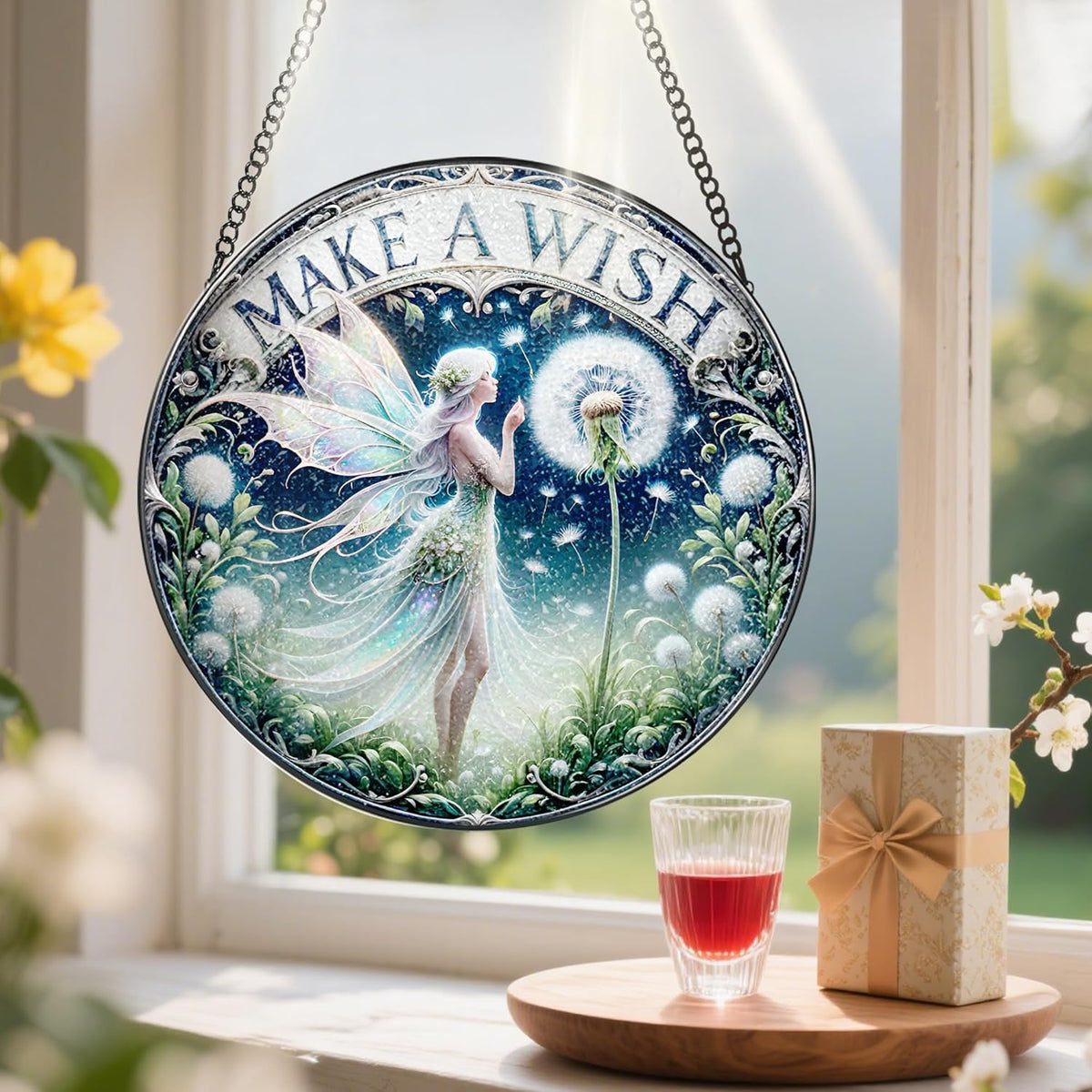 Stained Glass Window Hanging, Pauyadu Fairy Sun Catchers, Stained Glass Suncatcher, Fairy Decor