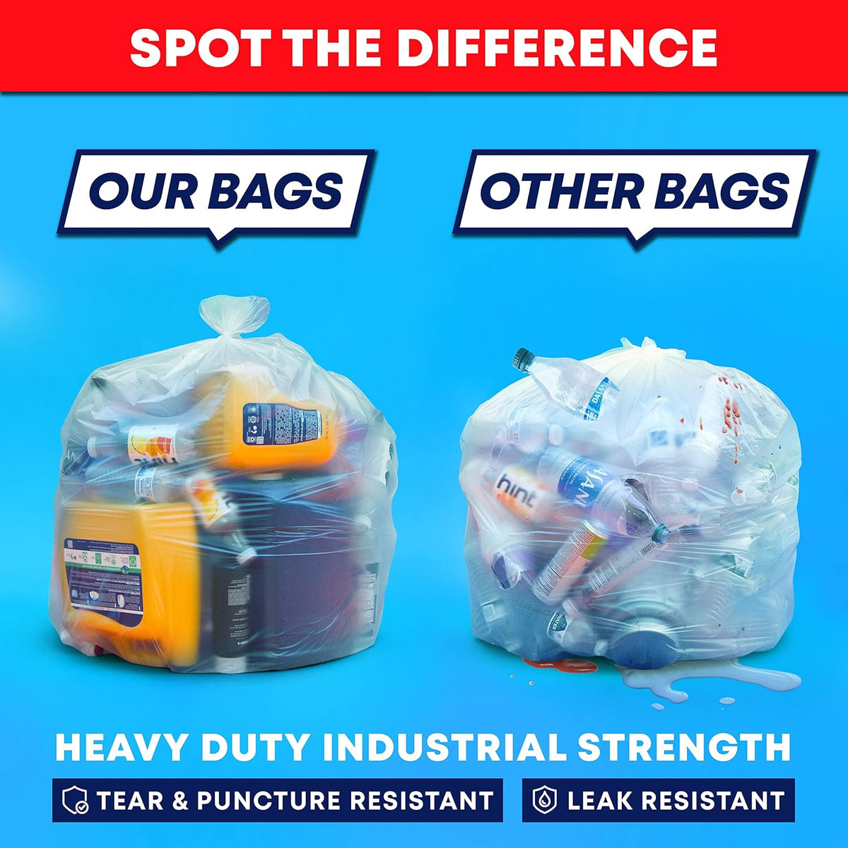 Veska 55-60 Gallon Trash Bags, Large Clear Garbage Bags,150 Bags Bulk Can Liners Perfect for
