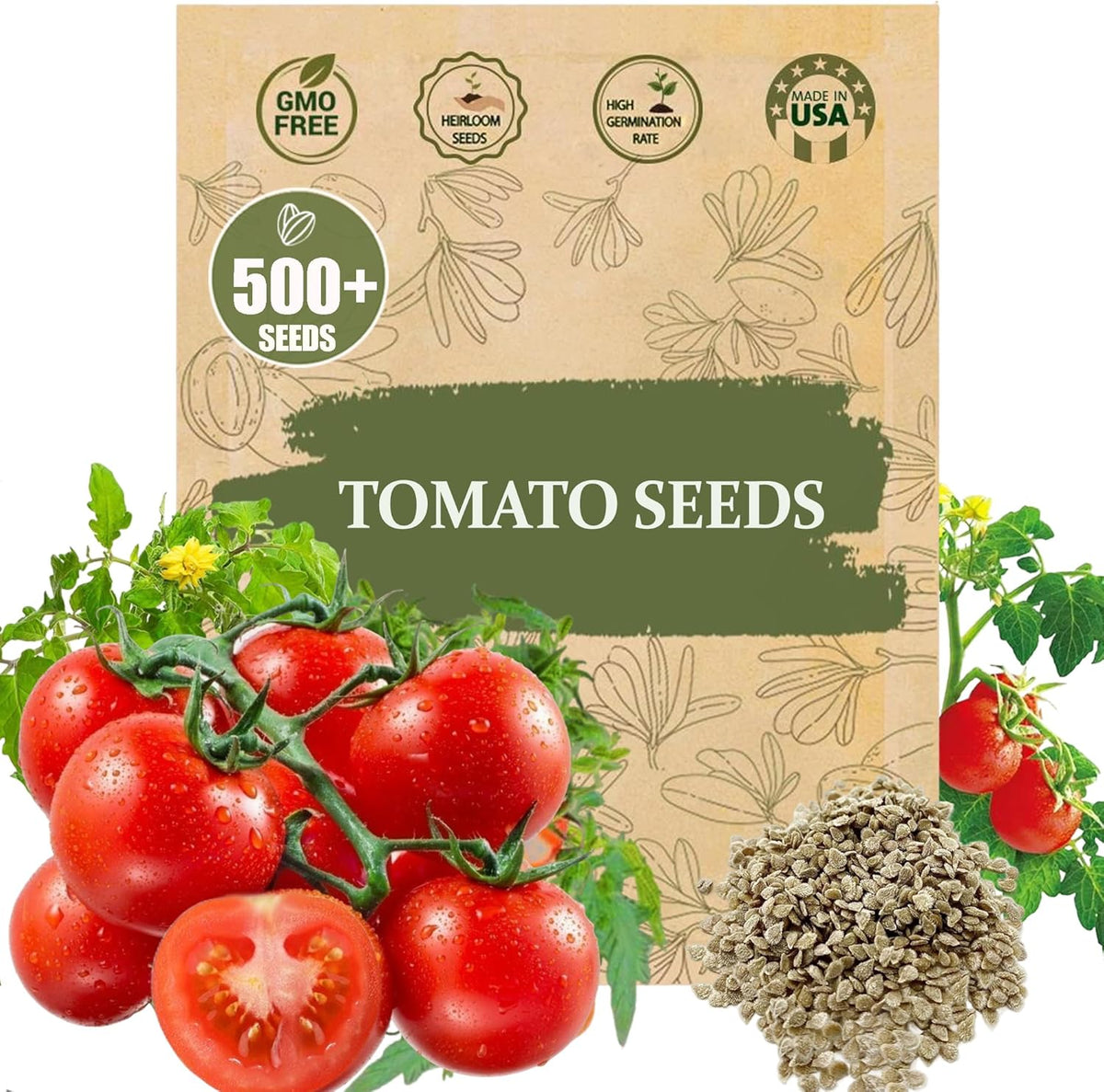 Premium Large Cherry Tomato Seeds – 500 Non-GMO Heirloom Seeds for Planting – Sweet Juicy, High