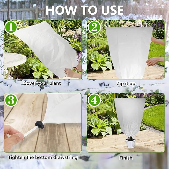 2 Pack Plant Covers Freeze Protection for Winter, 31.5''×23.6'' Frost Cloths for Outdoor Plants