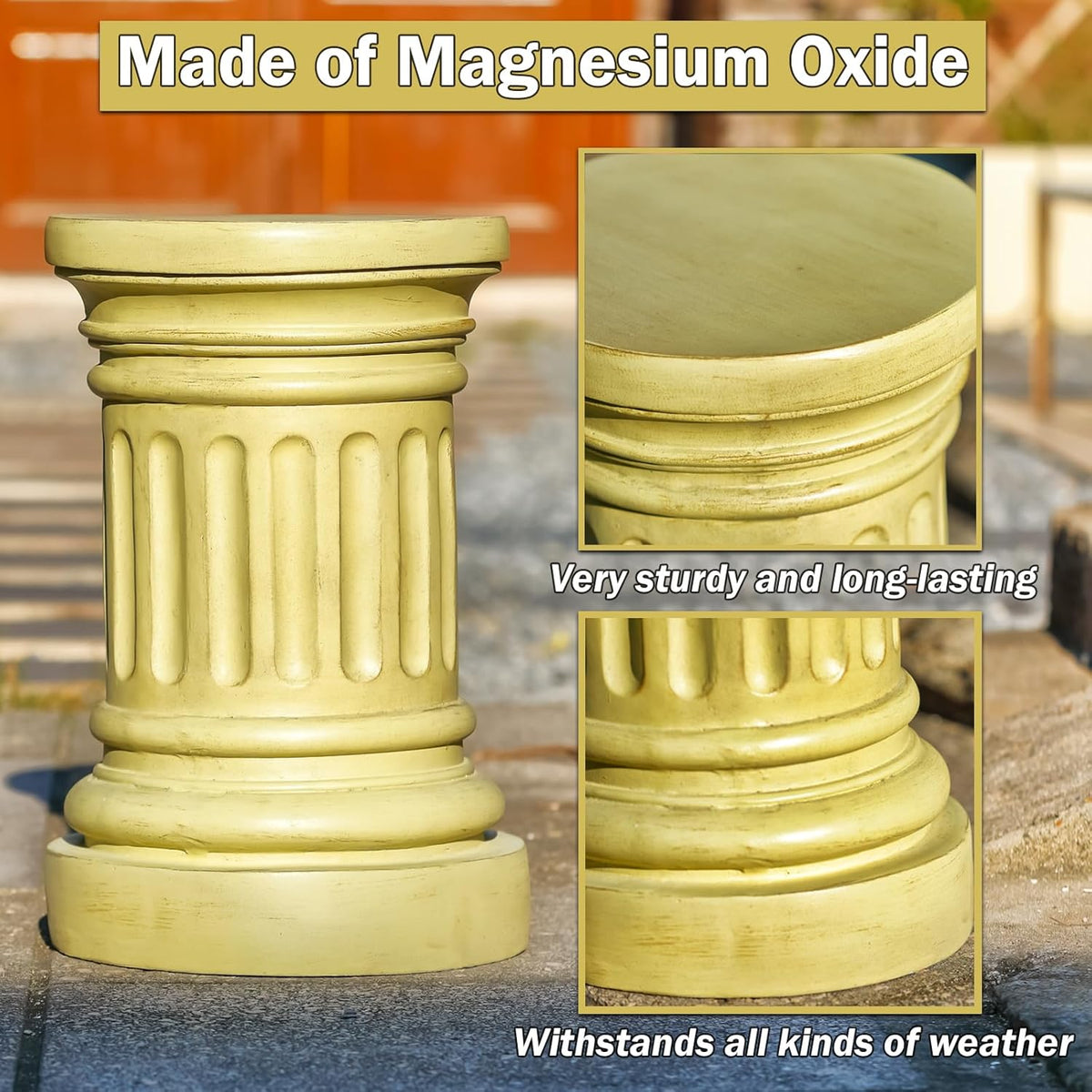 18-inch Tall Garden Pedestal Stand for Indoor & Outdoor Use – Heavy Duty Magnesium Oxide Plant