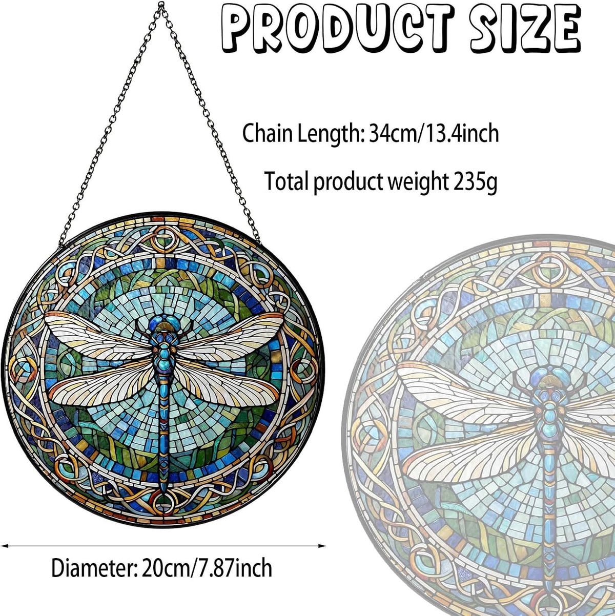 Dragonfly Stained Glass Window Hanging Sun Catcher Dragonfly Gifts for Women Wall Decor Handmade