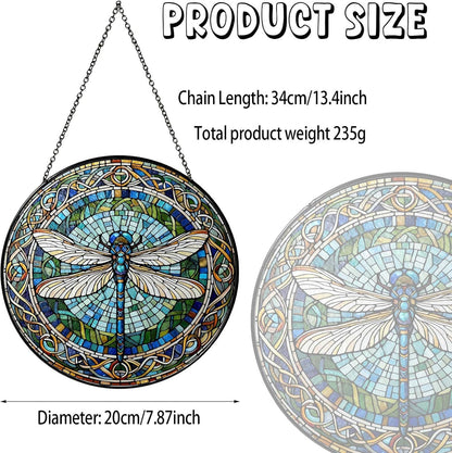 Dragonfly Stained Glass Window Hanging Sun Catcher Dragonfly Gifts for Women Wall Decor Handmade
