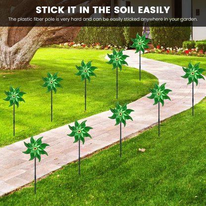 10 PCS Reflective Pinwheels for Yard and Garden Bird Devices Pre-Installed Sparkly Wind Spinner