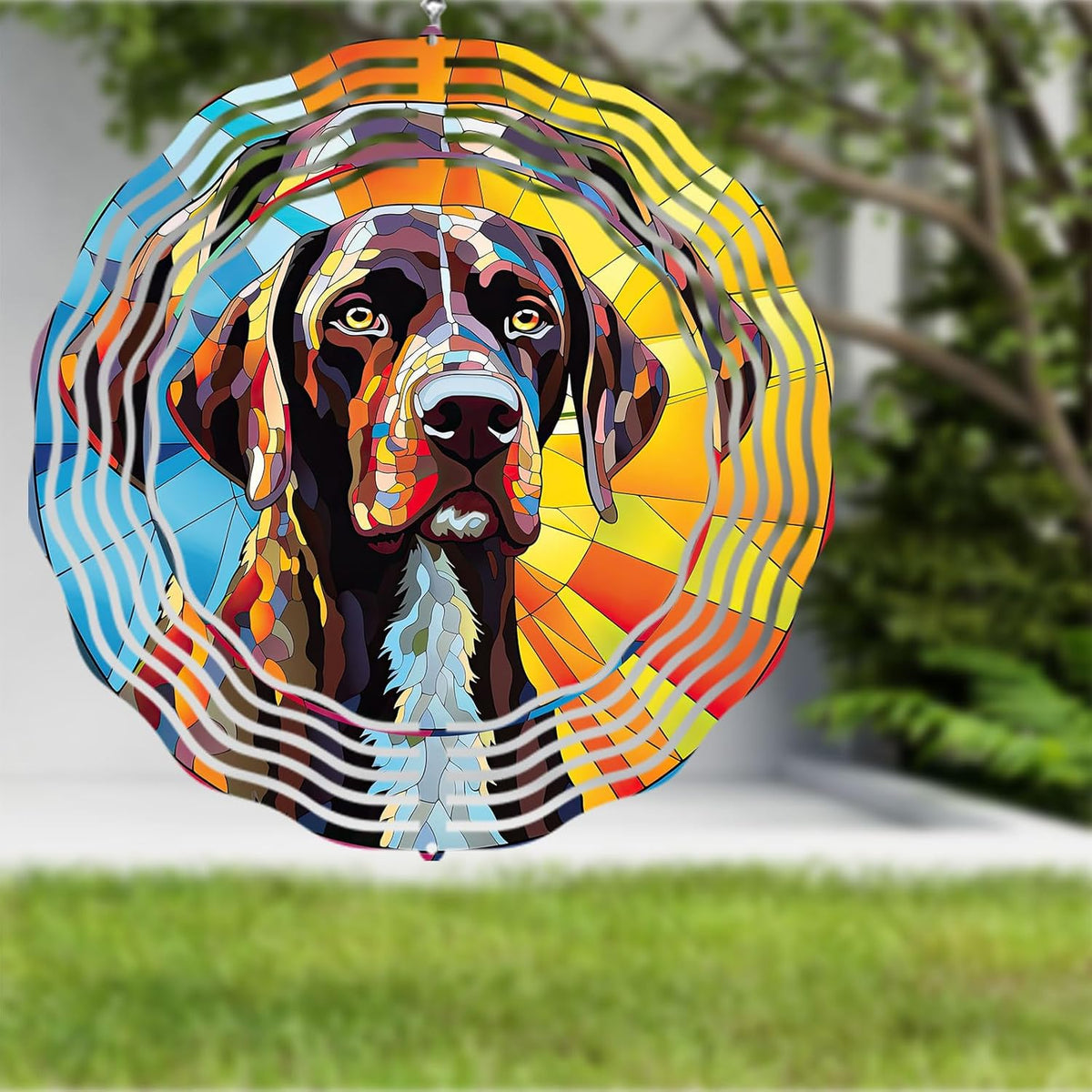German Shorthaired Pointer Dog Wind Spinners Outdoor Dog Memorial Gifts, 3D Metal Kinetic Hanging