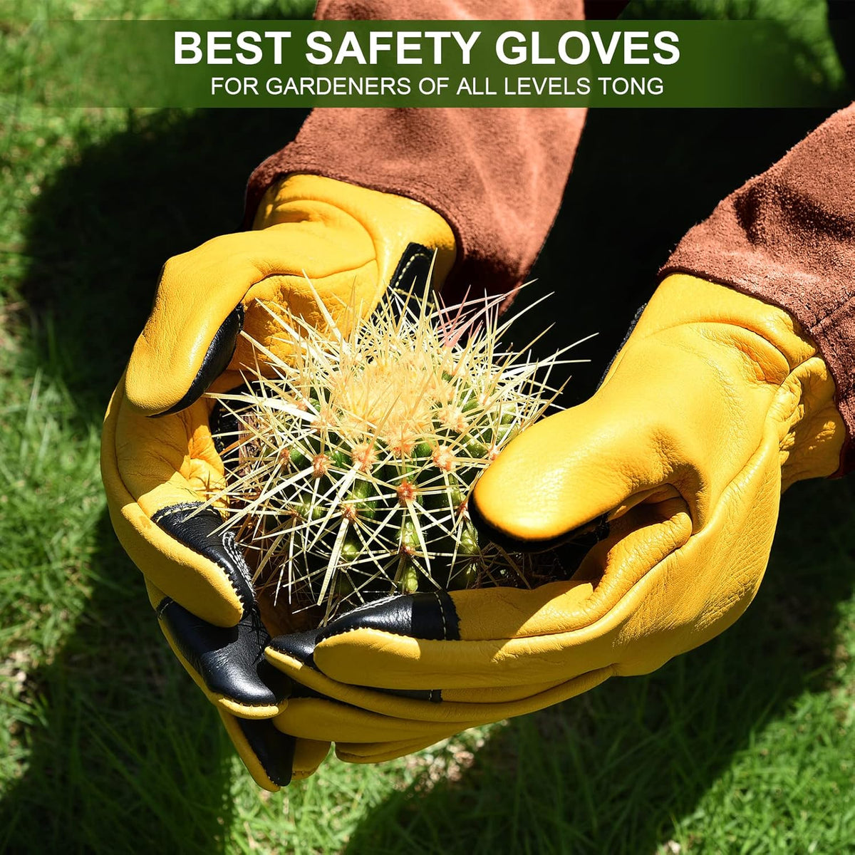 Long Gardening Gloves for Women Thorn Proof,Rose Pruning Cowhide Leather Garden Gloves for Cactus