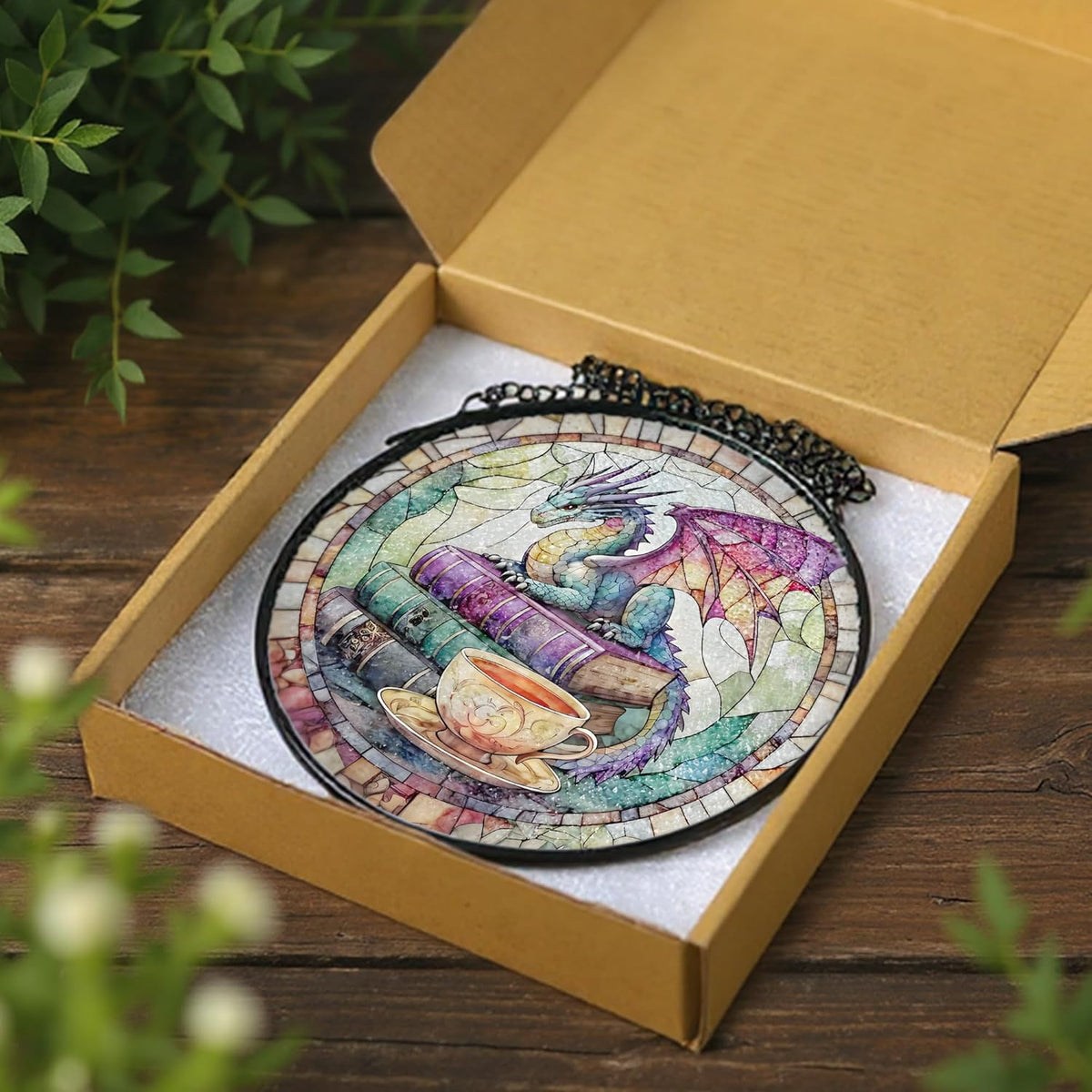 Dragon Stained Glass Window Hanging, 8 Inch Sun Catchers Indoor Window, Suncatchers for Windows